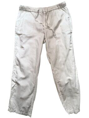 Liz Claiborne Women's Linen Blend Drawstring Pants Flat Front Size M White